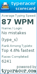 Scorecard for user type_s