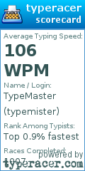 Scorecard for user typemister