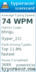 Scorecard for user typer_21