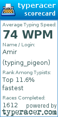 Scorecard for user typing_pigeon