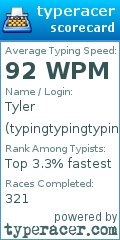 Scorecard for user typingtypingtypingtyping