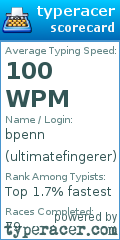 Scorecard for user ultimatefingerer