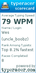Scorecard for user uncle_boobz