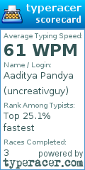 Scorecard for user uncreativguy