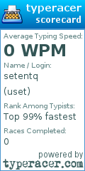 Scorecard for user uset