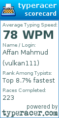 Scorecard for user vulkan111