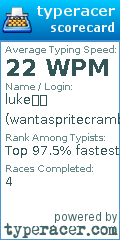 Scorecard for user wantaspritecrambaerie11