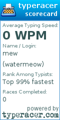 Scorecard for user watermeow