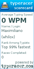 Scorecard for user whilox