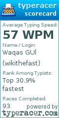 Scorecard for user wikithefast
