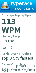 Scorecard for user xeffi