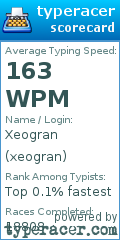 Scorecard for user xeogran