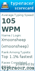Scorecard for user xmoonsheep