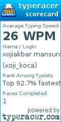 Scorecard for user xoji_koca