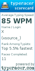 Scorecard for user xsource_