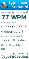Scorecard for user yeeterteeter
