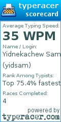 Scorecard for user yidsam