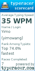 Scorecard for user yimowang