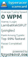 Scorecard for user yonglex