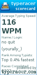 Scorecard for user yourally_