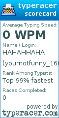 Scorecard for user yournotfunny_160