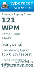 Scorecard for user yungwang
