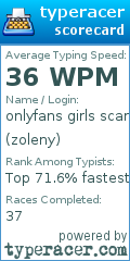 Scorecard for user zoleny