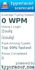 Scorecard for user zoulq