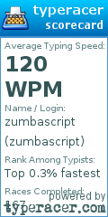 Scorecard for user zumbascript